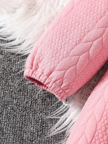 Young Girl Autumn Winter Textured Knit Padded Cap Sleeve Casual Dress