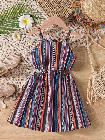 Young Girl Bohemian Style Backless Spaghetti Strap Maxi Dress