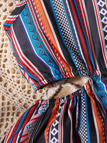 Young Girl Bohemian Style Backless Spaghetti Strap Maxi Dress
