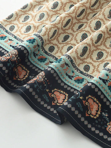 Young Girl Bohemian Style Short Sleeve Dress With Paisley Flower Print + Bag, Summer Collection
