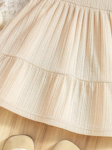 Young Girl Bow Trim Elastic Waist Princess Dress