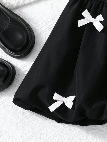 Young Girl Bowknot Waist Ruffled Suspender Dress