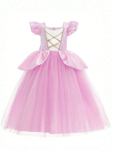 Young Girl Cap Sleeve Halloween Cosplay Dress, Princess Costume For Formal Occasion, Party, Birthday, Masquerade