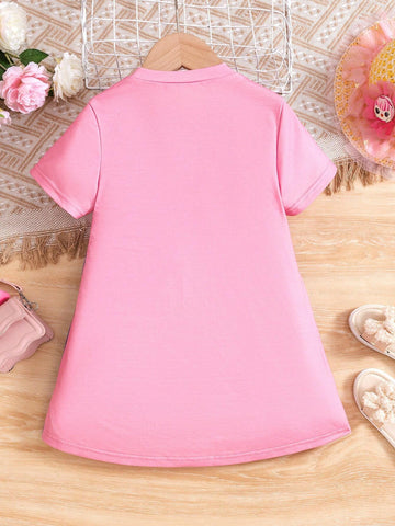 Young Girl Cartoon Cat Print 3D Overalls Denim Dress Design Short Sleeve Dress For Summer