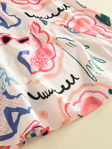 Young Girl Cartoon Graphic Keyhole Back Dress