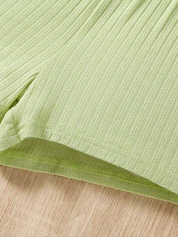 Young Girl Casual And Comfortable Pure Color Tank Top And Shorts Summer 2-Piece Set