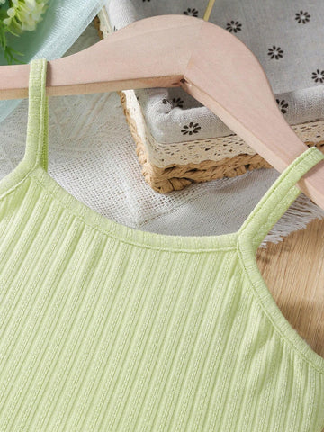 Young Girl Casual And Comfortable Pure Color Tank Top And Shorts Summer 2-Piece Set