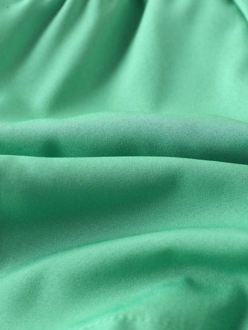 Young Girl Casual Asymmetrical Neck Ruffle Detail Jumpsuit With Waist Belt, Summer