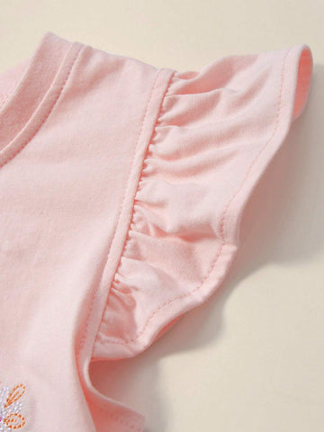 Young Girl Casual Cap Sleeve Mesh Dress Cartoon Unicorn Embroidered Pattern Digital Mesh & Print Craft Summer Breathable Style