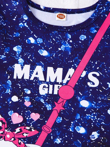 Young Girl Casual Cat Print Shiny Sequin Short Sleeve Thin Knit Dress