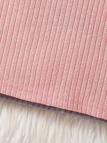 Young Girl' Casual Colorblock, Heart Print & Black Round Neck Long Sleeve Dress