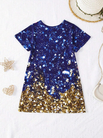 Young Girl Casual Creative Cute Cat Pattern & Slogan Print Short Sleeve T-Shirt