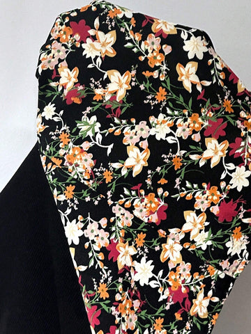 Young Girl Casual Cute Resort Floral Patchwork Long Sleeve Knit Dress