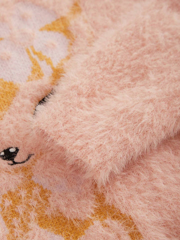 Young Girl Casual Cute School Style Comfortable Fashion Versatile Jacquard Elk Pattern Round Neck Sweater