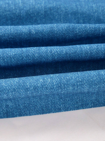 Young Girl Casual Faux Denim Digital Print Star Pattern Skirt