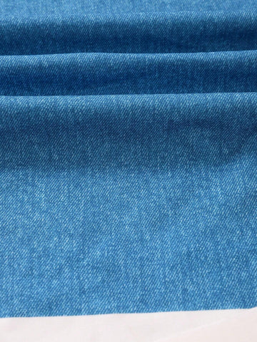 Young Girl Casual Faux Denim Digital Print Star Pattern Skirt