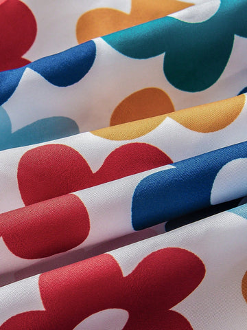 Young Girl Casual Floral Print Sleeveless Ruffle Hem Dress