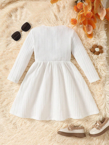 Young Girl Casual Fox Face Print Knitted Dress