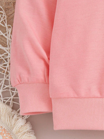 Young Girl Casual Letter Print Crew Neck Sweatshirt And Leggings Set, Autumn