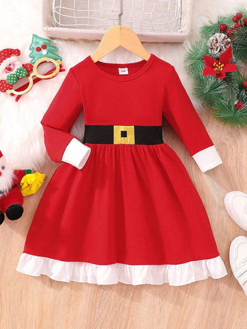 Young Girl Casual Long Sleeve Christmas Dress