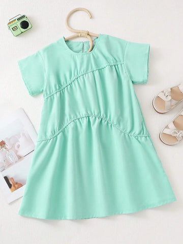 Young Girl Casual Loose Fit Irregular Short Sleeve T-Shirt Dress
