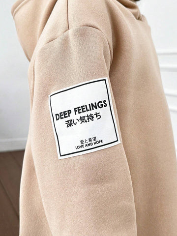 Young Girl Casual Matching Mother-Daughter Casual Warm Thermal Lined Oversized Raglan Hoodie Dress
