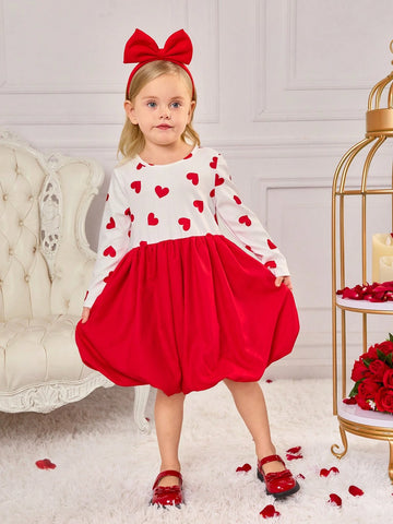 Young Girl Casual Matching Mother-Daughterl Knit Roundneck Patchwork Woven Lantern Hemline Bodycon Dress
