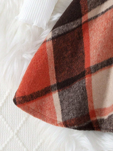 Young Girl Casual Plaid Printed Strap Dress