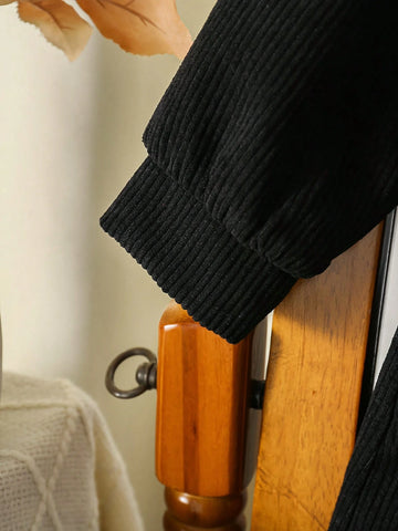 Young Girl' Casual Ribbed Pocket & Flap Detachable Belt Dress