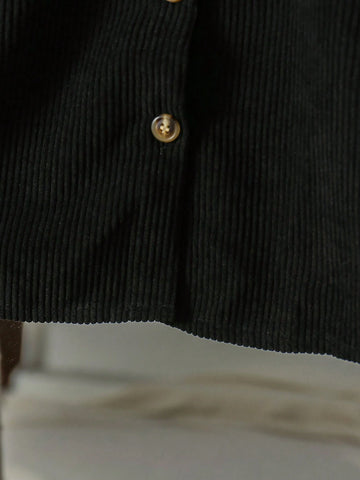 Young Girl' Casual Ribbed Pocket & Flap Detachable Belt Dress