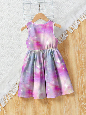 Young Girl Casual Simple Sleeveless Mid-Length Dress, Suitable For Summer