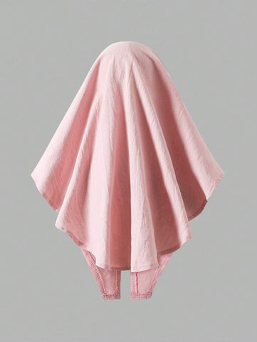 Young Girl Casual Solid Color Ruffle Trim Long Sleeve Dress