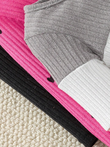 Young Girl' Casual Splice Color & Digital Heart Print Round Neck Long Sleeve Dress