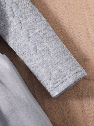 Young Girl Casual White Knitting High Collar Elastic Waist Dress, Soft & Warm, Suitable For Everyday & Formal Occasions, Autumn/Winter