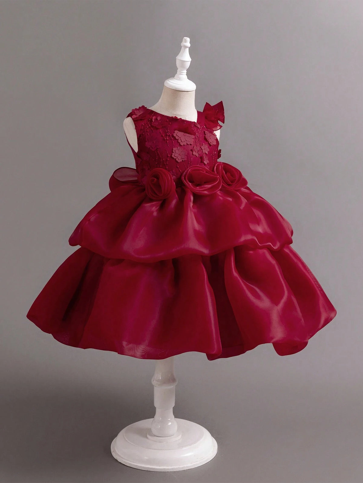 Young Girl Christmas Children Partywear Elaborate Birthday Party Holiday Floral Decor Spaghetti Strap Puff Princess Dress