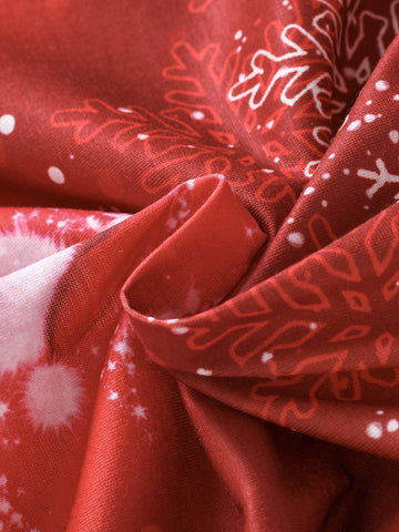 Young Girl Christmas Spring/Autumn Dress, Lovely Lively Burgundy Gradient Snowflake & Snowman Creative Christmas Element Long Sleeve Princess Dress