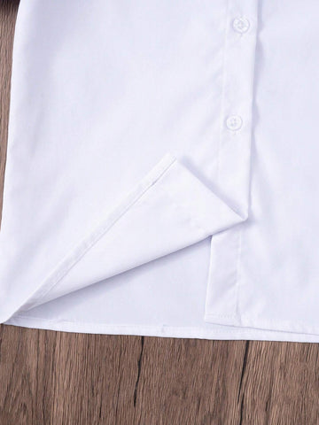 Young Girl Classic Doll Collar White Short Sleeve Shirt For Campus, Party, Performance, Dress