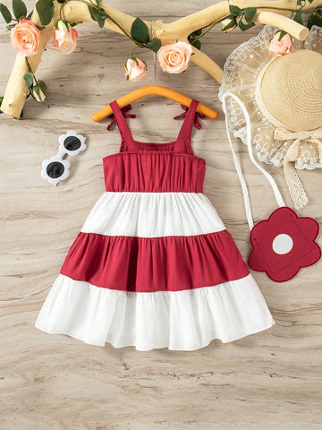 Young Girl' Colorblock Adorable Summer Cami Cake Dress