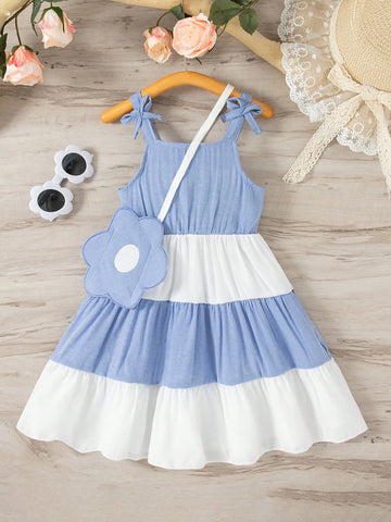 Young Girl' Colorblock Cute Summer Camisole Cake Dress