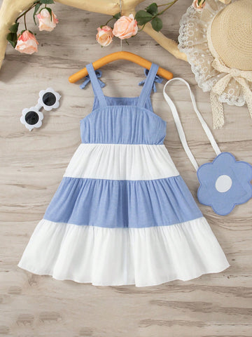 Young Girl' Colorblock Cute Summer Camisole Cake Dress