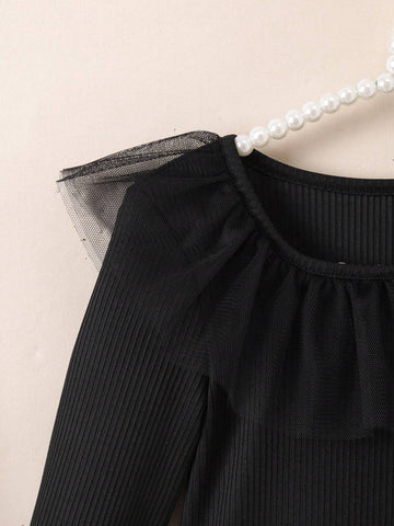 Young Girl Colorblock Long Sleeve Casual Simple Dress