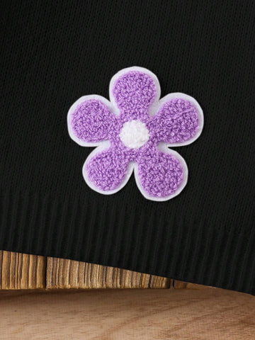 Young Girl Colorful 3D Floral Loose Casual Sweater