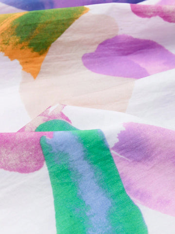 Young Girl Colorful Graffiti Cotton Dress, 2024 New Summer Beach Sundress For Girls