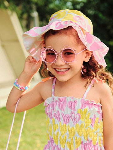 Young Girl Colorful Heart Digital Print Sleeveless Dress