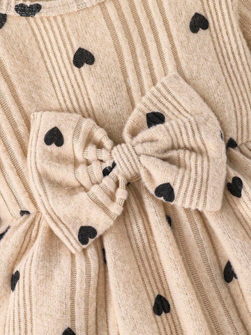 Young Girl Comfortable Cute Fashionable Elegant Ribbed Knit Ruched Waist Long Sleeve Dress For Spring/Autumn