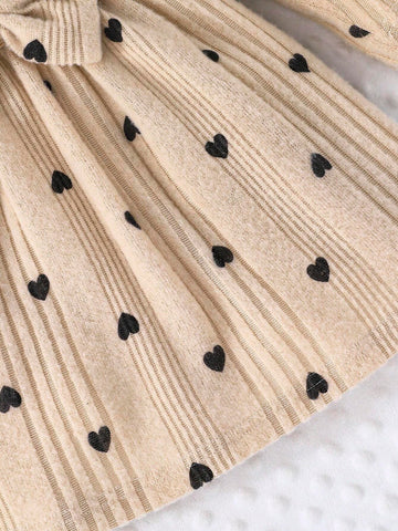 Young Girl Comfortable Cute Fashionable Elegant Ribbed Knit Ruched Waist Long Sleeve Dress For Spring/Autumn