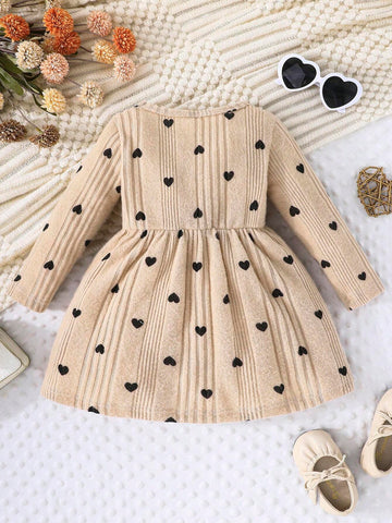 Young Girl Comfortable Cute Fashionable Elegant Ribbed Knit Ruched Waist Long Sleeve Dress For Spring/Autumn