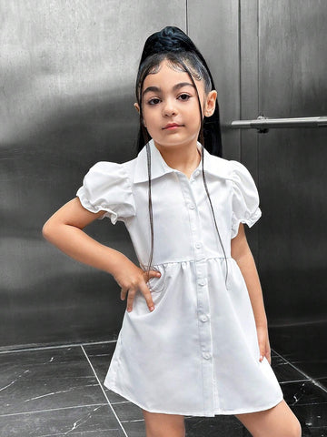 Young Girl Cool Denim Vest And Shirt Dress Casual & Commuter Outfit