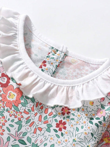 Young Girl Cotton Long Sleeve Dress, Cute Furry Chick Embroidered Pattern, Autumn Fashion Lapel Smock Dress