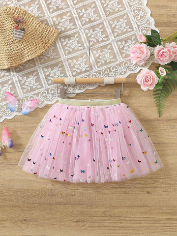 Young Girl Cute Butterfly Mesh Tulle Skirt